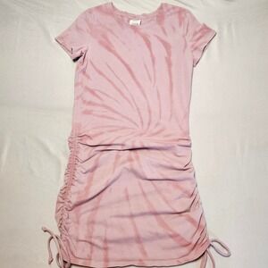 PINK Victoria's Secret T-Shirt Dress Womens XS Pink Tie Dye Ruched Mini 0120